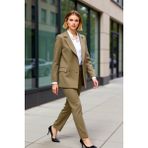 Benerly Kadın Kruvaze Yaka Uzun Kol Regular Kalıp Dokuma Blazer Ceket Fonksiyonel Dayanıklı Modern - 34 - Açık Haki