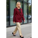 Benerly Kadın Kruvaze Yaka Uzun Kol Regular Kalıp Dokuma Blazer Ceket Fonksiyonel Dayanıklı Modern - 38 - Bordo