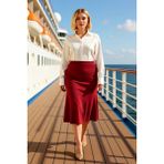 Benerly Kadın Midi Etek Yüksek Bel A Kesim Örme Kumaş %96 Polyester %4 Elastan Düz Desen Dayanıklı - Bordo - XL