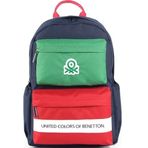 Benetton 03861 Lacivert Yeşil Kırmızı Çift Bölmeli Sırt Çantası