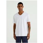 Benetton 123P3JE1J4264 V Yaka Beyaz Erkek T-Shirt