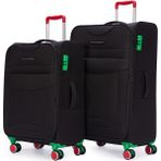 Benetton 2'li Valiz Seti Büyük ve Orta Boy Lüx Kumaş Valiz Siyah BNT2800
