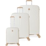 Benetton 8015 3'lü Set Polipropilen Kırılmaz Valiz Tekerlekli Valiz - Kemik