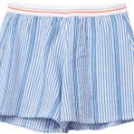 Benetton Açık Mavi Elastik Bel Bantlı Çizgili Kız Çocuk Şort