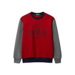 Benetton Baskılı Erkek Çocuk Sweatshırt 3J68C10Pz, Kırmızı - Gri, 6-7 Yaş