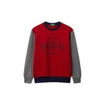Benetton Baskılı Erkek Çocuk Sweatshırt 3J68C10Pz, Kırmızı - Gri, 7-8 Yaş