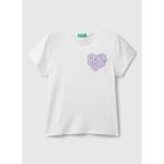Benetton Baskılı Kız Çocuk T-Shirt 3I1Xc10Q1, Ekru, 10-11 Yaş