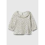 Benetton Bebek Gri Tamamı Desenli Yuvarlak Yaka Volanlı Sweatshirt
