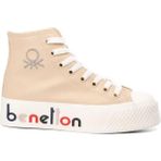 Benetton BN-30820 Kadın Yüksek Taban Uzun Konçlu Sneaker Spor Ayakkabı - Bej