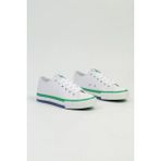 Benetton BNI-10031 Ithal Beyaz Yeşil Kadın Keten Sneaker Spor Ayakkabı V2 - Beyaz - Yeşil