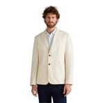 Benetton Erkek Bej Keten Karışımlı Biyeli Cep Detaylı Çift Düğmeli Blazer Ceket 44