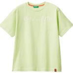 Benetton Erkek Çocuk Açık Yeşil Önü ve Arkası Baskı Detaylı Etek Ucu Logolu T-Shirt