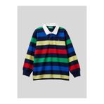 Benetton Erkek Çocuk Cizgili Polo Yaka Sweatshirt 1-6 Yaş Lacivert