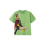 Benetton Erkek Çocuk Fıstık Yeşili Marvel Kahraman Baskılı Logo Etiketli T-Shirt