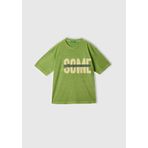 Benetton Erkek Çocuk Fıstık Yeşili Slogan Baskılı Soluk Efektli T-Shirt