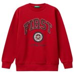 Benetton Erkek Çocuk Kırmızı Çok Renkli Baskılı Relaxed Fit Sweatshirt, Kırmızı, 18-24 Ay