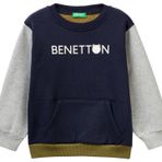 Benetton Erkek Çocuk Lacivert Mix Slogan Baskılı Sweatshirt 12-18 Ay