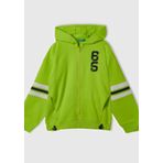 Benetton Erkek Çocuk Neon Yeşil Kontrast Renkli Önü Cepli Kapüşonlu Oversize Sweatshirt 6-7 Yaş