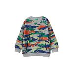 Benetton Erkek Çocuk Renkli Kamuflaj Tamamı Kamuflaj Desenli Fermuarlı Cepli Bisiklet Yaka Sweatshirt
