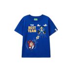 Benetton Erkek Çocuk Saks Mavi Looney Tunes Baskılı Regular Fit Kısa Kollu T-Shirt 12-18 Ay