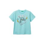 Benetton Erkek Çocuk Su Yeşili Grafik Baskılı T-Shirt