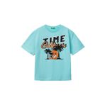 Benetton Erkek Çocuk Su Yeşili Slogan Baskılı T-Shirt