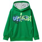 Benetton Erkek Çocuk Yeşil Önü Baskılı Arkası Şerit Detaylı Kapüşonlu Sweatshirt