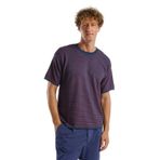 Benetton Erkek Lacivert Mix%100 Koton Kısa Kollu Çizgili Rahat Kesim T-Shirt, Lacivert Mix, L