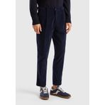 Benetton Erkek Lacivert Slim Fit Pileli Kadife Pantolon 46