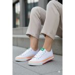 Benetton ® İTHAL Beyaz Turuncu Kadın Keten Spor Ayakkabı BNI-10031