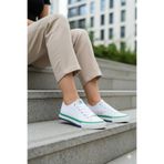 Benetton ® İTHAL Beyaz Yesil Kadın Keten Spor Ayakkabı BNI-10031