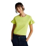 Benetton Kadın Açık Yeşil Koton Karışımlı Kolları Fırfır Detaylı T-Shirt
