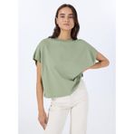 Benetton Kadın Adaçayı yeşili%100 Pamuk Kimono Kollu Bisiklet Yaka T-Shirt