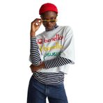 Benetton Kadın Beyaz mix%100 Pamuk Boxy Fit Crop Stranger Things Baskılı T-shirt