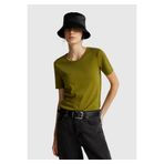 Benetton Kadın Haki Yeşili%100 Koton Basic Kısa Kollu Bisiklet Yaka T-Shirt