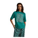 Benetton Kadın Koyu Yeşil Koton Karışımlı Baskılı T-Shirt