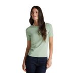 Benetton Kadın Mint Yeşili Pamuk Karışımlı Örme Slim Fit Geniş Yaka T-Shirt