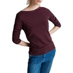 Benetton Kadın Mor%100 Pamuk Çizgili Logolu Kayık Yaka Truvakar Kol T-Shirt, Mor, XS