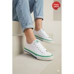 Benetton ® | Kadın Sneaker Yazlık Keten Spor Ayakkabı Bnı-10031z Beyaz Yeşil