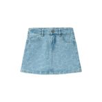 Benetton Kız Çocuk Açık Mavi Kemer Delikli Çiçek Baskılı 5 Cepli Mini Denim Etek