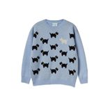 Benetton Kız Çocuk Açık Mavi Yün Karışımlı Köpek Desenli Stranger Things Triko