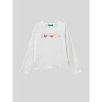 Benetton Kız Çocuk Basklı Sweatshirt 1-6 Yaş Ekru - 18 - 24 Ay
