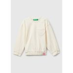 Benetton Kız Çocuk Ekru Dikiş Detaylı Kalpli Yama Cepli Regular Fit Sweatshirt - Pembe