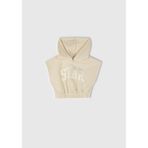 Benetton Kız Çocuk Ekru Önü Aplikeli Nakış Detaylı Kolsuz Kapüşonlu Sweatshirt, Ekru, 6-7 Yaş