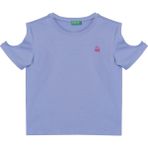 Benetton Kız Çocuk Kol Yırtmaçlı T-Shirt - Mavi - 13 - 14 Yaş