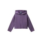 Benetton Kız Çocuk Mor Kolu Etiket Detaylı Cepli Fermuarlı Kapüşonlu Sweatshirt, Mor, 11-12 Yaş