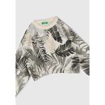 Benetton Kız Çocuk Siyah Mix Tamamı Desenli Logo Etiketli Ribanalı Sweatshirt, Siyah Mix, 10-11 Yaş