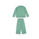 Benetton Kız Çocuk Soluk Pembe Desenli Fırfır Detaylı Pijama Takımı