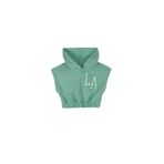 Benetton Kız Çocuk Su Yeşili Önü Aplikeli Nakış Detaylı Kolsuz Kapüşonlu Sweatshirt, Su Yeşili, 11-12 Yaş