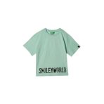 Benetton Kız Çocuk Su Yeşili Smiley World Baskılı Logo Etiketli T-Shirt